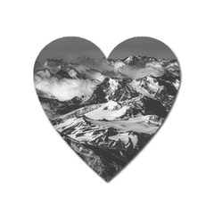 Black And White Andes Mountains Aerial View, Chile Heart Magnet by dflcprintsclothing