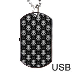 Grey Aliens Extraterrestrials Ufo Faces Dog Tag Usb Flash (one Side) by SpinnyChairDesigns