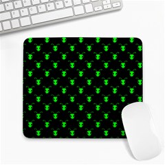 Neon Green Bug Insect Heads On Black Large Mousepads by SpinnyChairDesigns