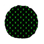 Neon Green Bug Insect Heads on Black Standard 15  Premium Round Cushions Front