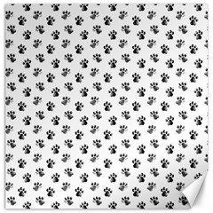 Cat Dog Animal Paw Prints Pattern Black And White Canvas 16  X 16  by SpinnyChairDesigns