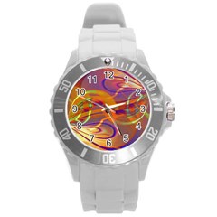 Infinity Painting Orange Round Plastic Sport Watch (l) by DinkovaArt