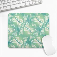 Turquoise Light Green Butterfly Pattern Large Mousepads by SpinnyChairDesigns