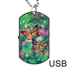 Watercolor Monarch Butterflies Dog Tag Usb Flash (two Sides) by SpinnyChairDesigns