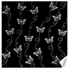 Black And White Butterfly Pattern Canvas 16  X 16  by SpinnyChairDesigns