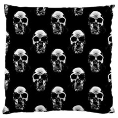 Black And White Skulls Large Flano Cushion Case (one Side) by SpinnyChairDesigns