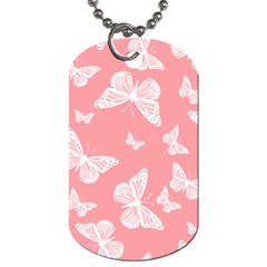 Pink And White Butterflies Dog Tag (one Side) by SpinnyChairDesigns