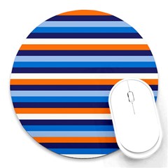 Ocean Blue Stripes Round Mousepads by tmsartbazaar