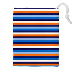 Ocean Blue Stripes Drawstring Pouch (5xl) by tmsartbazaar