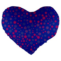 Bisexual Pride Tiny Scattered Flowers Pattern Large 19  Premium Flano Heart Shape Cushions by VernenInk