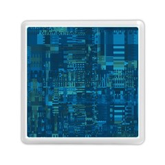 Blue Green Abstract Art Geometric Pattern Memory Card Reader (square) by SpinnyChairDesigns