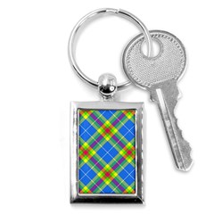 Clown Costume Plaid Striped Key Chain (rectangle) by SpinnyChairDesigns