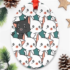 Seamless-cute-cat-pattern-vector Ornament (oval) by Sobalvarro