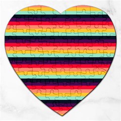 Contrast Rainbow Stripes Jigsaw Puzzle (heart) by tmsartbazaar