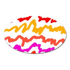 Multicolored Scribble Abstract Pattern Oval Magnet by dflcprintsclothing