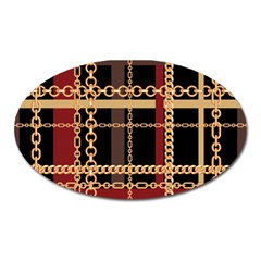 Red Black Checks Oval Magnet by designsbymallika