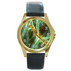 Abstract Illusion Round Gold Metal Watch by Sparkle