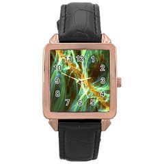 Abstract Illusion Rose Gold Leather Watch  by Sparkle