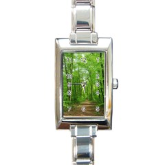 In The Forest The Fullness Of Spring, Green, Rectangle Italian Charm Watch by MartinsMysteriousPhotographerShop