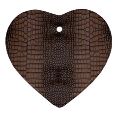 Brown Alligator Leather Skin Heart Ornament (two Sides) by LoolyElzayat