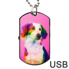 Rainbowdog Dog Tag Usb Flash (one Side) by Sparkle