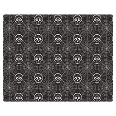 Skull And Spider Web On Dark Background Double Sided Flano Blanket (medium)  by FloraaplusDesign