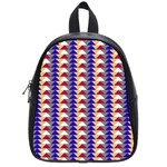 Colorful triangles pattern, retro style theme, geometrical tiles, blocks School Bag (Small) Front