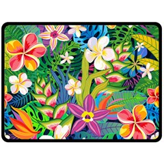 Colorful Floral Pattern Double Sided Fleece Blanket (large)  by designsbymallika