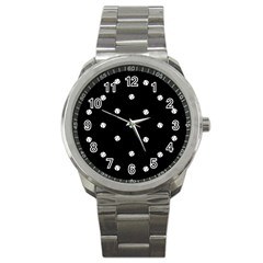 Black And White Baseball Motif Pattern Sport Metal Watch by dflcprintsclothing