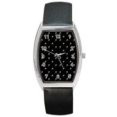 Black And White Tennis Motif Print Pattern Barrel Style Metal Watch by dflcprintsclothing