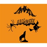 Happy Halloween Scary Funny Spooky Logo Witch On Broom Broomstick Spider Wolf Bat Black 8888 Black A Deluxe Canvas 14  x 11  (Stretched) 14  x 11  x 1.5  Stretched Canvas