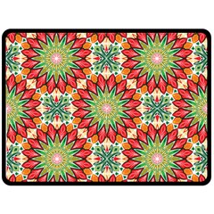 Red Green Floral Pattern Double Sided Fleece Blanket (large)  by designsbymallika