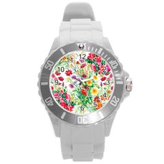 Summer Flowers Round Plastic Sport Watch (l) by goljakoff