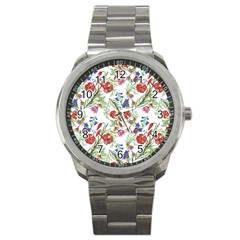 Flowers Pattern Sport Metal Watch by goljakoff