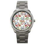 Flowers pattern Sport Metal Watch Front