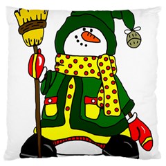 Christmas Snowman  Large Cushion Case (two Sides) by IIPhotographyAndDesigns