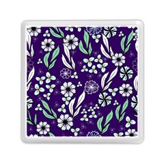 Floral Blue Pattern  Memory Card Reader (square) by MintanArt