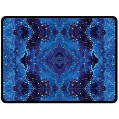 Blue Golden Marble Print Double Sided Fleece Blanket (large)  by designsbymallika