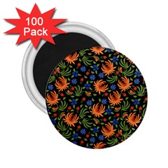 Orange Flowers Pattern 2 25  Magnets (100 Pack)  by designsbymallika