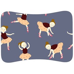 Cute  Pattern With  Dancing Ballerinas On The Blue Background Velour Seat Head Rest Cushion by EvgeniiaBychkova