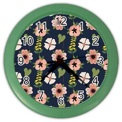 Flower White Grey Pattern Floral Color Wall Clock by Dutashop