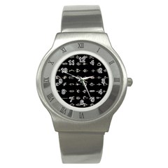 Electrical Symbols Callgraphy Short Run Inverted Stainless Steel Watch by WetdryvacsLair