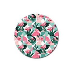 Beautiful Flamingo Pattern Magnet 3  (round) by designsbymallika