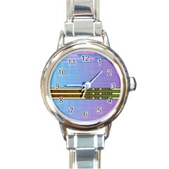 Glitched Vaporwave Hack The Planet Round Italian Charm Watch by WetdryvacsLair