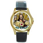 Buddy Christ Round Gold Metal Watch Front