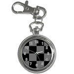 Black Gingham Check Pattern Key Chain Watches Front