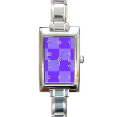 Purple Gingham Check Squares Pattern Rectangle Italian Charm Watch by yoursparklingshop