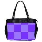 Purple Gingham Check Squares Pattern Oversize Office Handbag (2 Sides) Front