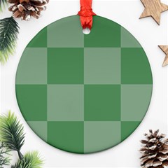 Green Gingham Check Squares Pattern Ornament (round) by yoursparklingshop