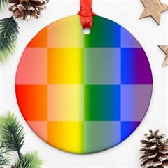 Lgbt Rainbow Buffalo Check Lgbtq Pride Squares Pattern Ornament (round) by yoursparklingshop